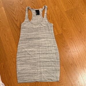 Dolan Striped Gray Midi Dress